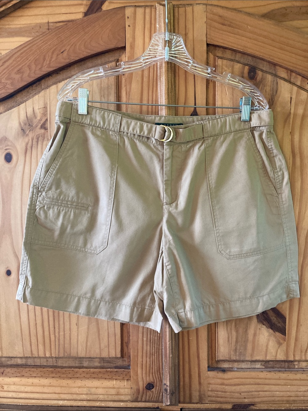 Women's Lauren Ralph Lauren tan khaki cute belted shorts size 8